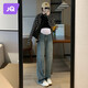 婧麒（JOYNCLEON）孕婦褲春季休閑外穿打底闊腿牛仔褲小個子 復古藍XXL jyk26751