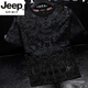 JEEP SPIRIT吉普歐洲站夏季新款潮流花紋圓領(lǐng)短袖T恤男士鏤空透氣修身半袖 黑色 L