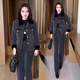麗依歆小香風(fēng)套裝女2025秋冬新款時(shí)尚減齡氣質(zhì)加厚夾棉外套闊腿褲兩件套 灰色套裝 XL 【110-120斤】