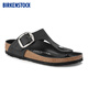 BIRKENSTOCK勃肯德國進(jìn)口大扣女款牛皮革涂油Gizeh人字夾趾拖鞋 黑色窄版1023337 39
