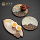 悟茶事 創(chuàng  )意陶瓷壺承茶承干泡盤(pán) 家用小型干泡臺中式輕奢茶托盤(pán) 荷韻含苞