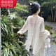 宙馨襯衫外套女夏季薄款新中式國風(fēng)長(cháng)袖開(kāi)衫寬松時(shí)尚雪紡外搭 XL 120至135 乳白色 后背盤(pán)口款
