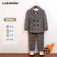 蘿卜唄唄（LUOBOBEIBEI）男童小西裝英倫西服兒童主持拜年服秋冬套裝 灰色加絨四件套 120