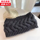槿城楊超越同款寬邊發(fā)帶秋冬運動(dòng)針織毛線(xiàn)月子束發(fā)帶女保暖頭巾發(fā)箍 麻花發(fā)帶-灰色