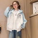 Baldauren6-15歲女童秋冬新款上衣棒球服外套韓版中大童洋氣女孩連帽衛(wèi)衣潮 933藍色【春秋薄款】 7-15歲女孩穿的外套 170 建議身高155-165cm
