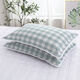 蜜后枕套簡(jiǎn)約格子水洗棉枕套一對成人情侶兒童單人宿舍韓版枕頭套 大綠格【水洗棉枕套】 學(xué)生40*60內徑35*55）單只