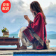 鑫豪睿圍巾女秋冬季保暖民族風(fēng)女士加厚兩用空調(diào)披肩外搭紅色古風(fēng)斗篷式 腰果花酒紅色 均碼