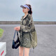 杰麗·莫克中長(cháng)款防曬衣女防紫外線(xiàn)透氣輕薄外套連帽時(shí)尚字母寬松冰絲防曬衫 軍綠色 XL（建議126-145斤）