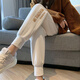 朵伶詩(shī)兒   秋季運動(dòng)褲女褲子寬松束腳哈倫褲的秋冬款灰色休閑長(cháng)褲加絨衛褲厚 白色【春秋款】 XL 建議120-130斤