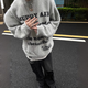 衣然呈品美式復(fù)古毛衣男秋冬軟糯仿貂毛字母印花oversize情侶百搭針織衫男 灰色 L 【建議120-135斤】