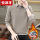 恒源祥襯衫翻領(lǐng)男士保暖內衣中年商務(wù)打底長(cháng)袖t恤PO.LO衫加絨衛衣 6065咖色【+絨+厚】 2XL 140-160斤