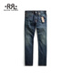 RRL男裝 經(jīng)典款高腰修身版棉質(zhì)鑲邊牛仔褲RL90260 400-藍(lán)色 32 (32/30)