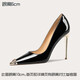 Lily Wei2025年春新款單鞋女尖頭細(xì)跟高跟鞋設(shè)計(jì)感氣質(zhì)名媛大小碼女鞋 黑色【跟高6cm】 37