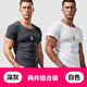 簡(jiǎn)束德絨短袖t恤男修身秋冬雙面加絨無(wú)痕內搭半袖加厚保暖男士打底衫 深灰+白色（兩件裝） L /65kg左右修身