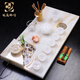 瑯庭琊坊玉石流水茶盤(pán)輕奢高端現代功夫茶具套裝家用辦公室簡(jiǎn)約大理石茶臺 時(shí)來(lái)運轉茶盤(pán)瑪瑙黃 79_40_3