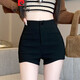 皮爾卡丹（pierre cardin）加厚黑色西裝短褲女秋冬2025款小個(gè)子高腰辣妹休閑褲顯瘦外穿靴褲 黑色 S