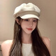 路讓宋八角貝雷帽子女2026新款秋冬大頭圍白色百搭顯臉小復古報童畫(huà)家帽 CD079貝雷八角帽【米色】 均碼 （54-58cm）