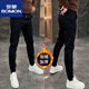 羅蒙（ROMON）2025秋冬款加絨小腳男韓版修身束腳休閑褲潮流百搭時(shí)尚運動(dòng)長(cháng)褲 黑色加*絨 32