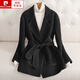 皮爾卡丹（pierre cardin）2024年秋冬新款雙面羊絨大衣女短款小個(gè)子羊毛子呢外套女小西服 黑色  XS 建議85-95斤