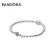 潘多拉（PANDORA）銀串珠手鏈簡(jiǎn)約素鏈百搭個(gè)性情侶925銀手鏈銀飾生日禮物 17CM(建議100-110斤)