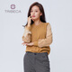 翠貝卡商場(chǎng)同款秋季休閑百搭拼接長(cháng)袖針織衫 駝色 M