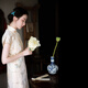 一城風(fēng)絮東籬露華丨春夏款真絲緞復(fù)古水墨印花年輕日常民國顯瘦旗袍女名媛 主圖花色 L
