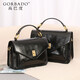 高巴度（GORBADO）歐洲站復古郵差包2026韓范翻蓋鎖扣小方包手提單肩斜挎真皮包包女 黑色大號