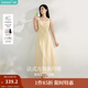 茵曼（INMAN）章若楠同款歐若風(fēng)法式吊帶連衣裙2025夏季新品女裝淡鵝黃色裙子 淺黃色 (方領(lǐng)) M