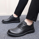 迪斯勒男士休閑皮鞋德比鞋新款寬腳大頭商務(wù)正裝鞋圓頭頭層牛皮男鞋軟底 黑色 42 (260mm)