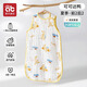 愛(ài)貝迪拉嬰兒紗布睡袋春夏季薄款寶寶背心式無(wú)袖防踢被新生兒童夏天護肚子 盛夏-前2后2（28℃以上）可可達鴨 S碼（身高65cm內完全蓋住腳）