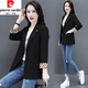 皮爾卡丹（pierre cardin）2023春秋季新款小西裝外套女休閑時(shí)尚氣質(zhì)修身薄款職業(yè)西服外套 黑色【僅剩18件】 2XL 建議125-140斤