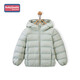 babyjianle兒童羽絨服白鴨絨男女童輕薄秋冬季中大童連帽短款外套寶寶童裝 青提綠（加收納袋） 適合身高 170cm