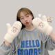 奇沛兒（QIPEIER）保暖手套女冬季可愛(ài)女生毛線(xiàn)手套戶(hù)外加絨防寒女士手套掛脖 小熊羊羔絨掛脖手套 米白 均碼