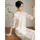 初蟬衣事新中式盤扣連衣裙女夏季2025新款國(guó)風(fēng)剪花長(zhǎng)裙改良旗袍裙子 肉粉色 L （現(xiàn)貨）