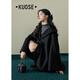 闊色（kuose）黑色毛呢連帽外套短款披肩女秋冬新款蝴蝶結斗篷呢子大衣 黑色 M