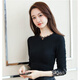 焱思泰春秋新款莫代爾打底衫女黑色內搭長(cháng)袖T恤薄款百搭蕾絲上衣 黑色(薄款) L (100-110斤)