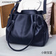 ANDSEEYOU女士手提包 新款真皮單肩斜挎包女大包時(shí)尚潮流軟皮多層媽媽包 小款寶藍色