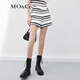 MO&Co.小香風(fēng)肌理面料簡(jiǎn)約白黑條紋短休閑褲褲子女摩安珂 白黑條色 M 165