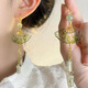 贏(yíng)夫人（Mrs win）新中式國風(fēng)透明折扇青竹耳環(huán)女小眾古風(fēng)漢服竹節耳墜2025新款耳飾 青竹節扇子流蘇耳環(huán)1對  A26-209