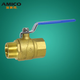 AMICO埃美柯內外絲球閥Q31F-20T 214黃銅加厚長(cháng)柄家用水閥總閥門(mén)大流量孔徑銅球芯足通孔閥 大流量?jì)韧饨z球閥4分DN15