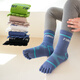 革斤威男童襪子五指春純棉青少年男孩運動(dòng)分趾秋季新款潮ins中筒純棉襪 運動(dòng)字母杠兒童五指 5雙 L碼6-12歲