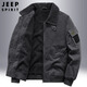 JEEP SPIRIT吉普羊羔絨棉衣男新款冬季保暖翻領(lǐng)棉服休閑加絨加厚工裝棉襖外套 深灰 L （120-140斤）
