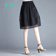 央妮網(wǎng)紗半身裙夏季2023新款松緊高腰A字裙傘裙小個(gè)子顯瘦黑色短裙女 純黑 27/M
