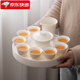 蘇氏陶瓷羊脂玉白瓷茶具套裝三才蓋碗陶瓷儲水茶盤(pán)八功夫茶杯家用客廳禮盒