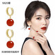 梵仕登（FONSSDERN） 2024年新款耳環(huán)女潮氣質(zhì)復(fù)古925銀鑲鉆時尚輕奢銀耳飾瑪瑙耳墜女 紅瑪瑙/金色耳扣