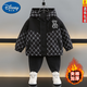 迪士尼（Disney）男童秋冬加絨外套2025新款洋氣兒童冬季加厚棉服帥寶寶夾棉派克服 黑色 小熊夾棉 130
