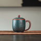 頤壺春高端宜興紫砂杯 名師馬方逺純手工泡茶杯 辦公杯原礦紫泥蓋杯400c 唫風杯