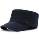 楠棠平頂帽子男士后封口可調節春秋新款戶(hù)外休閑百搭中老年雙層鴨舌帽 藏青色 可調節（56-60CM）