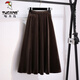 啄木鳥(niǎo)大尺碼2024秋冬新款高腰a字金絲絨半身裙女胖美眉裙子松緊腰顯瘦 咖啡色 L建議【100-120】