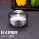 kitshine 韓式304不銹鋼碗帶蓋碗雙層隔熱防燙兒童鍍金色湯碗大容量加厚 小號(hào)不銹鋼蓋碗